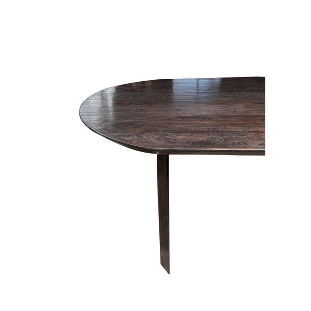 Wood Large Teak Wood Table, Espresso Finish, Modern Organic For Sale - Image 7 of 11