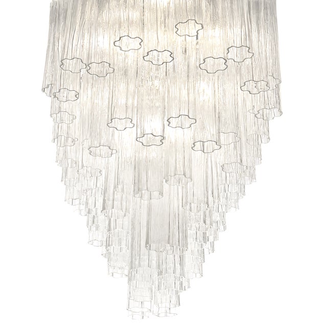 2020s Contemporary Elegant Clear "Tronchi" Murano Glass Chandelier in Venini Style For Sale - Image 5 of 6