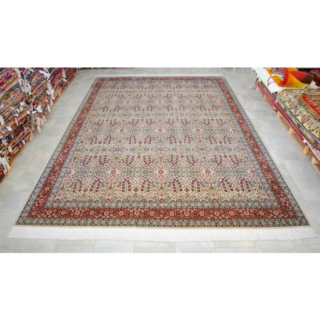 1970s Collectible Vintage Turkish Hereke Rug Hand Knotted Area Oversize Rug Large Living Room Rug - 10′8″ × 15′5″ For Sale - Image 15 of 18