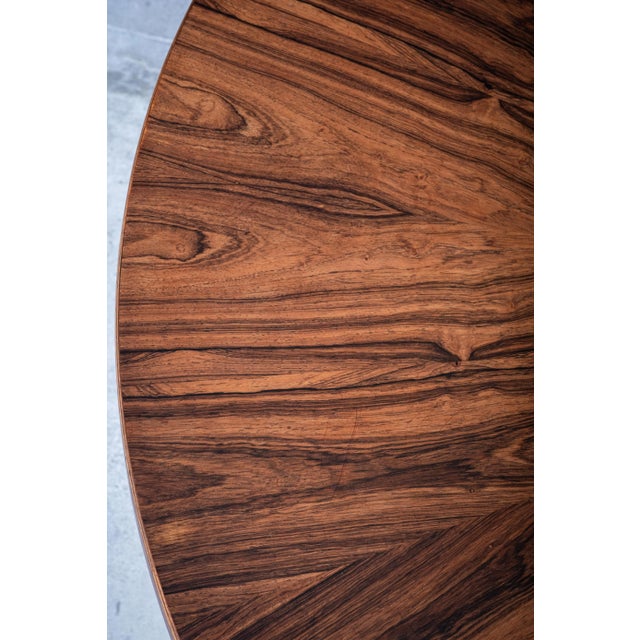 Brown Round Rosewood Coffee Table on Steel Base, Denmark, 1960s For Sale - Image 8 of 10