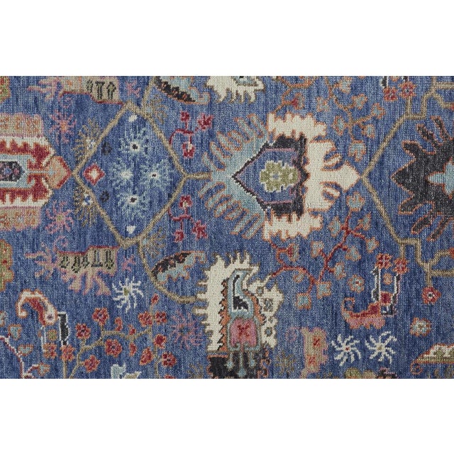 Beall Luxury Wool Rug, Ornamental Border, Blue, 8ft6in x 11ft6in Area