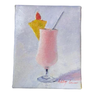 Pink Cocktail, Still Life by Ashley Lee Original Oil Painting