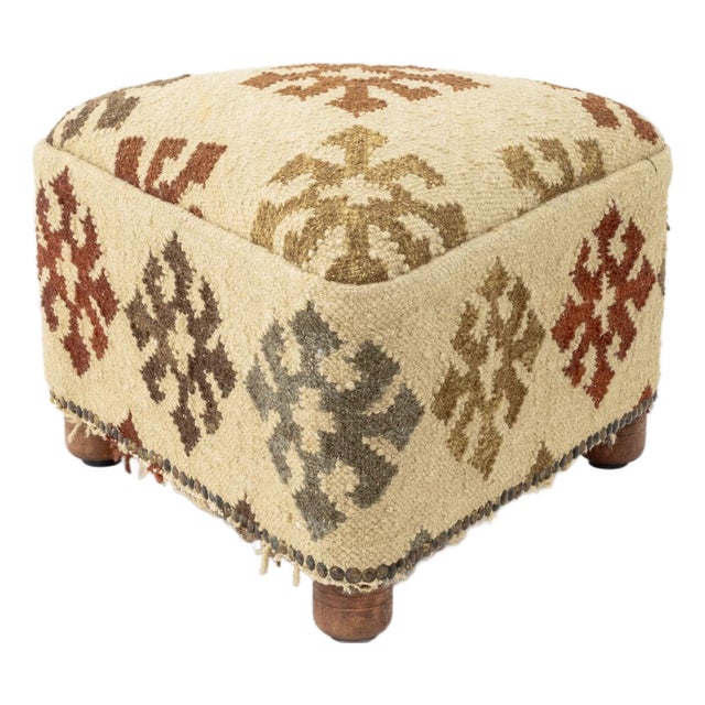 George Smith Style Kilim Upholstered Footstool For Sale