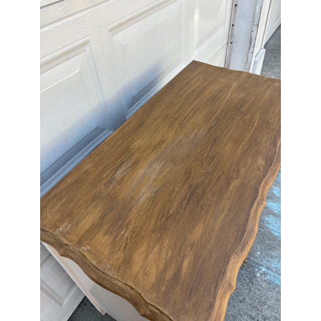 Wood Distressed Farmhouse Dresser | French Provincial Chest | Painted Cottage Dresser |Rustic White Wood Dresser | Vintage Bedroom Furniture For Sale - Image 7 of 12