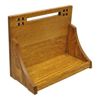 Bertucci & Winstanley Arts & Crafts Mission Oak Small Wall Shelf Rack For Sale