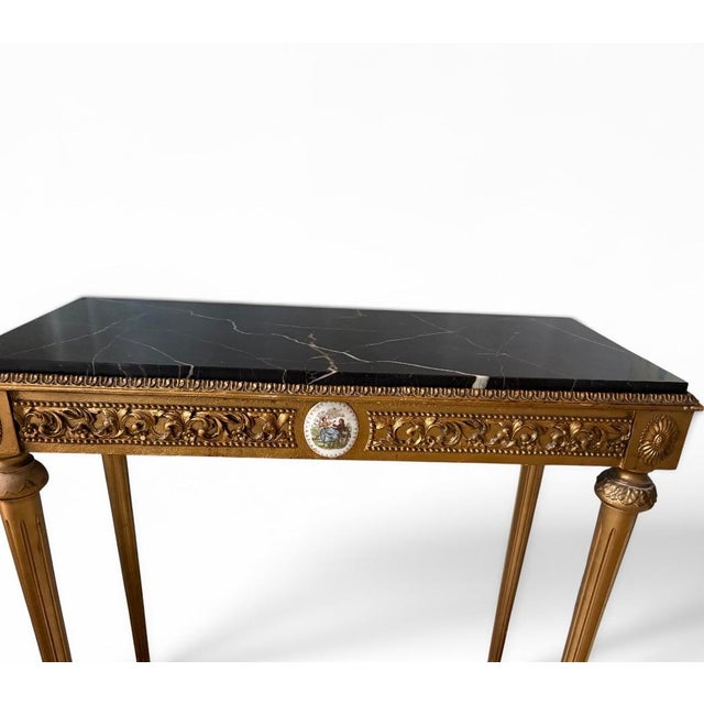 Antique French Louis XVI Style Marble Top Gilt Console Table For Sale In Washington DC - Image 6 of 10