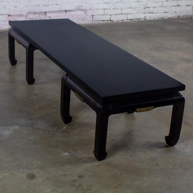 Mid-20th Century Double Ming Style Base Coffee Table Chow Legs Black Painted Style of Baker For Sale - Image 11 of 18