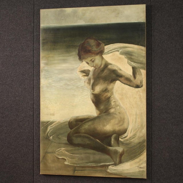 1920s Italian Artist, Nude of a Young Woman, 1920, Oil on Canvas For Sale - Image 5 of 16