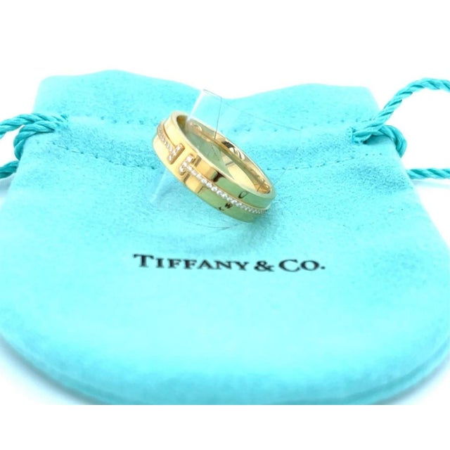 Mid 20th Century Tiffany T Diamond 18k Yellow Gold 5.5mm Wide Band Ring Size 9.5 For Sale - Image 9 of 9