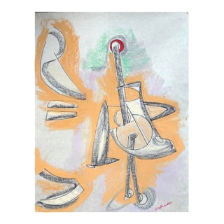 School Teacher an Abstract Pastel Drawing on Mulberry Paper. For Sale