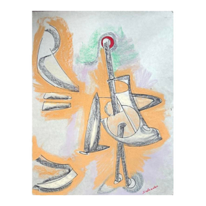 School Teacher an Abstract Pastel Drawing on Mulberry Paper.