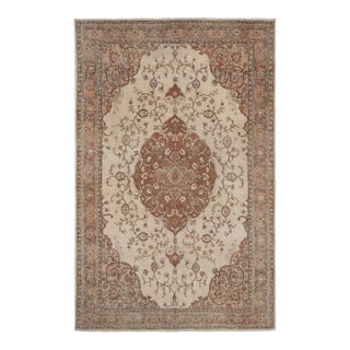 Antique Turkish Hereke Rug, Brown and Beige Floral Medallion - Rug & Kilim For Sale
