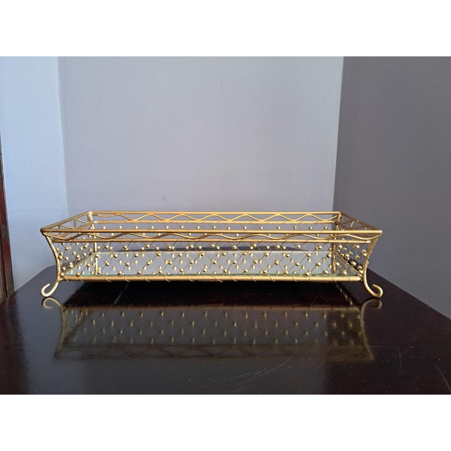 Mid-Century Modern Tall Beaded Weave Rectangular Vanity Mirror Tray For Sale - Image 4 of 16