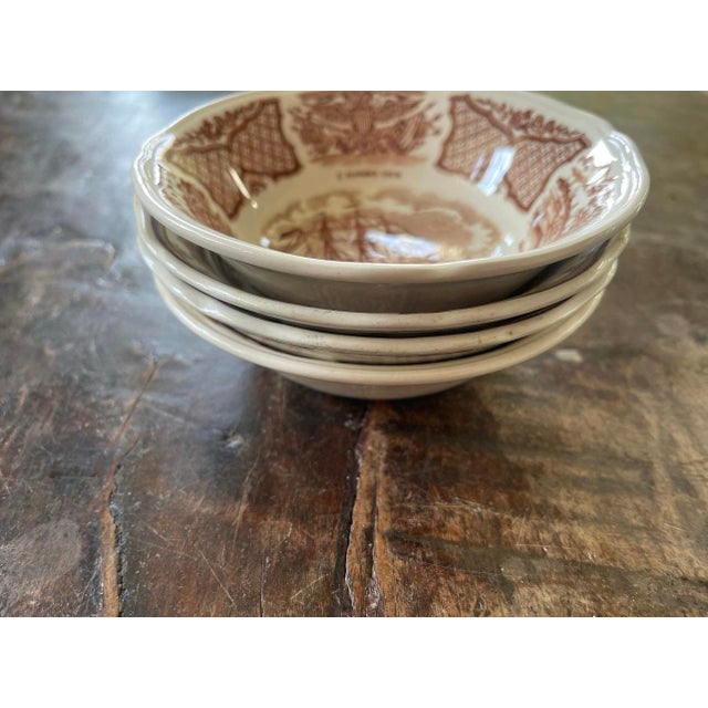 Meakin & Co. Set of Four (4) Brown Transferware 5.25” English Bowls by Meakin For Sale - Image 4 of 7