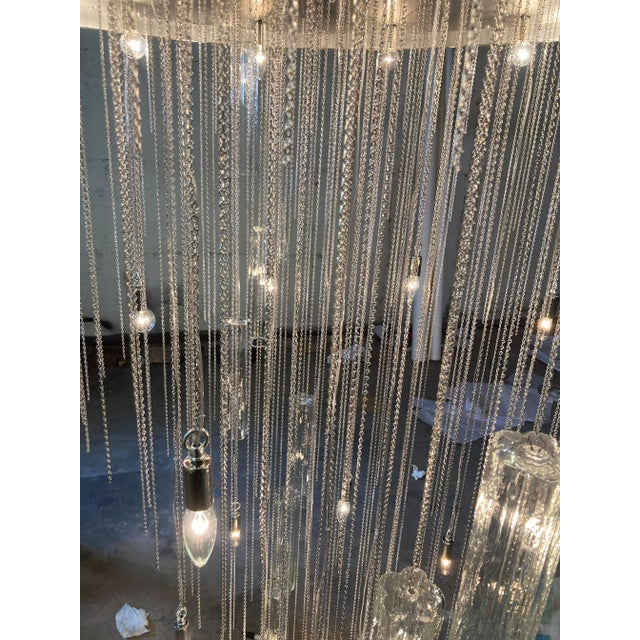 Large Nickel Polished Chandelier With Tronchi Glass by Lmd Custom Lighting For Sale - Image 11 of 13