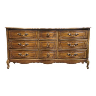 Bassett Furniture Cherry Country French Provincial 65" Triple Dresser 190-2-A371 For Sale