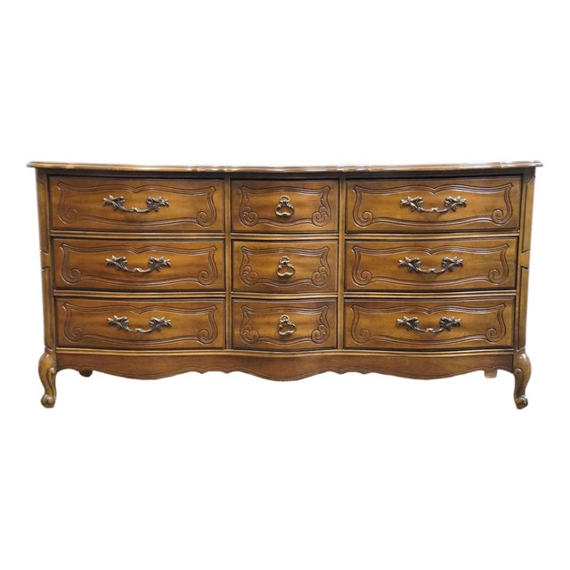 Bassett Furniture Cherry Country French Provincial 65" Triple Dresser 190-2-A371 For Sale