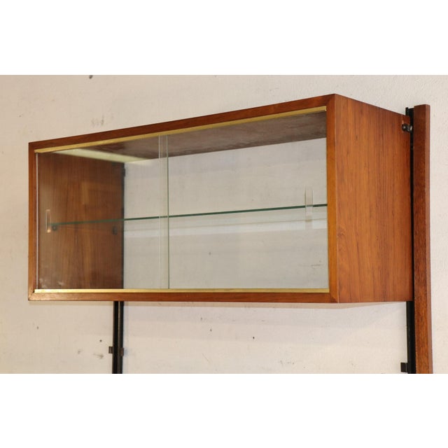 Modular Wall-Mounted Bookcase in Teak and Brass, 1960s For Sale - Image 12 of 18