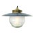 Mid-Century Modern Vintage Blue Enamel and Brass Frosted Glass Pendant Light For Sale - Image 3 of 6