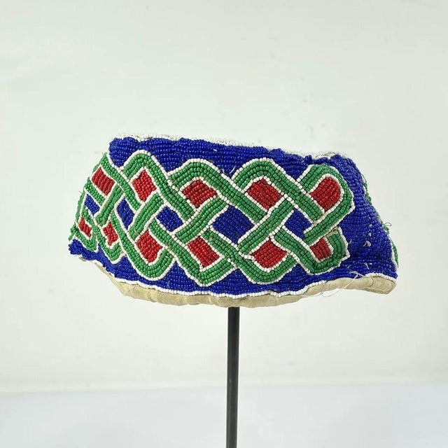 African Early 20th Century Yoruba Beaded Hat Nigeria For Sale - Image 3 of 6