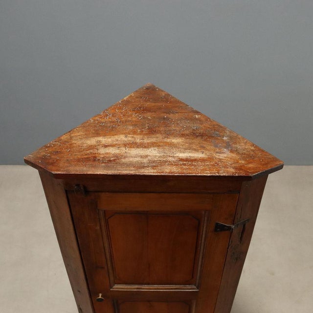 Antique Italian Corner Cabinet in Walnut, 1800s For Sale - Image 9 of 11