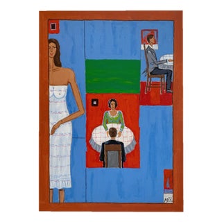 Mikolaj Malesza, A Meeting, 2022, Acrylic on Cardboard For Sale