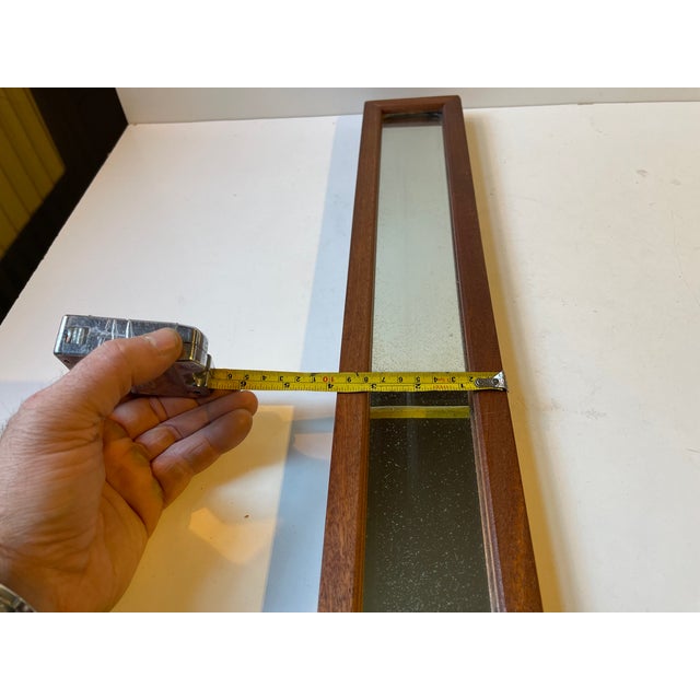 1960s Vintage Danish Slimline Wall Mirror in Teak, 1960s For Sale - Image 5 of 8