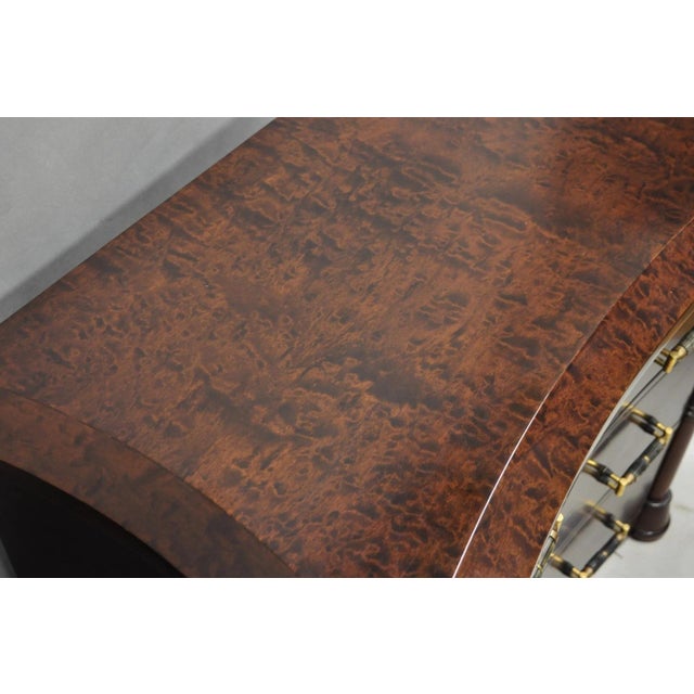 Brown Enrique Garcel Art Deco Lacquered Burl Wood 3 Drawer Nightstand Commode - A Pair For Sale - Image 8 of 12