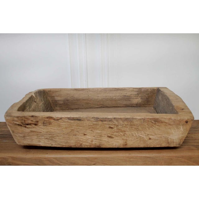 Vintage Wood Trough Bowl Centerpiece For Sale - Image 4 of 9