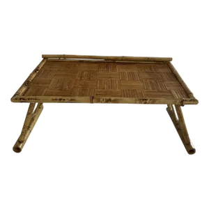 Vintage Bamboo and Rattan Folding Breakfast Tray