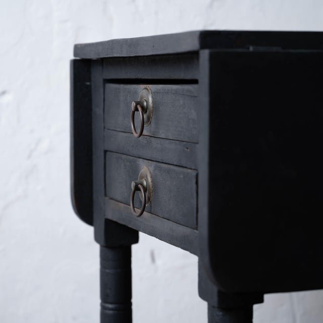New England Pine Drop-Leaf Work Table in Black, c.1850 For Sale - Image 12 of 18
