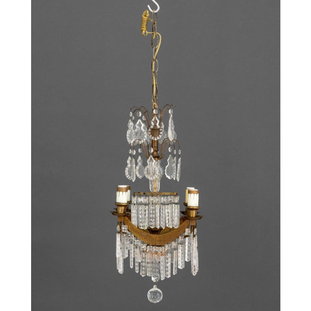 French Empire Style Brass and Crystal Chandelier For Sale - Image 11 of 11