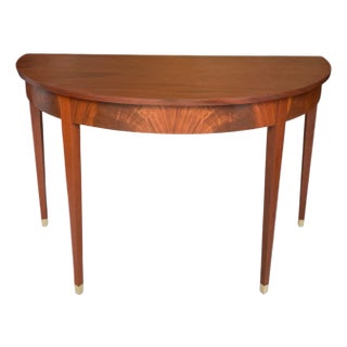 1940s Vintage Flame Mahogany Demilune Console Table | Federal Table For Sale