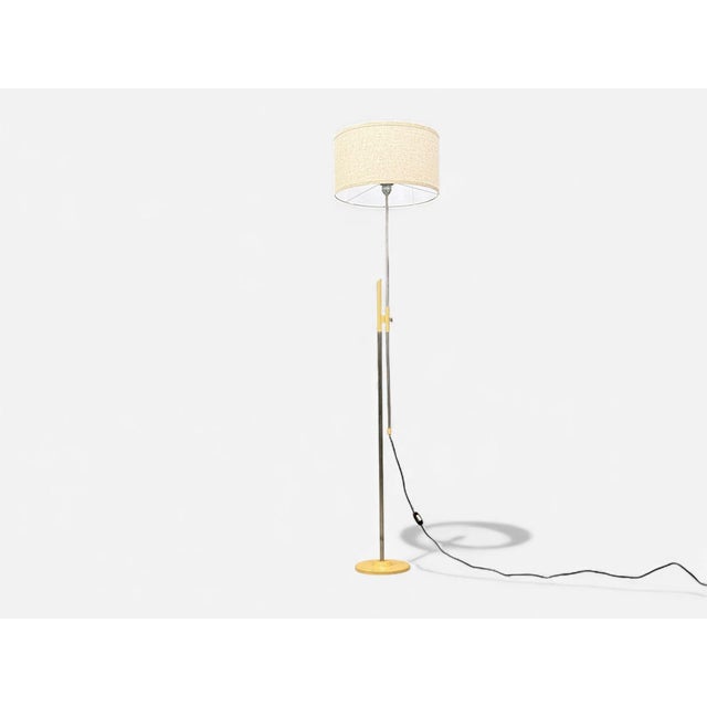 Mid-Century Modern Polish Modern, Steel, Lacquered Metal, Adjustable Floor Lamp, Poland, 1960s For Sale - Image 3 of 10