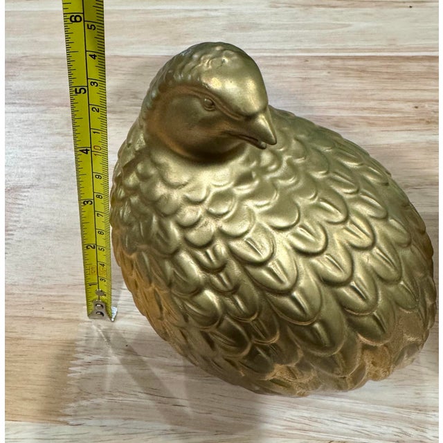 1950s Vintage Japanese Kutani Gold Ceramic Quail Figurine Mid Century Japan MCM, Set of 2 For Sale - Image 5 of 11