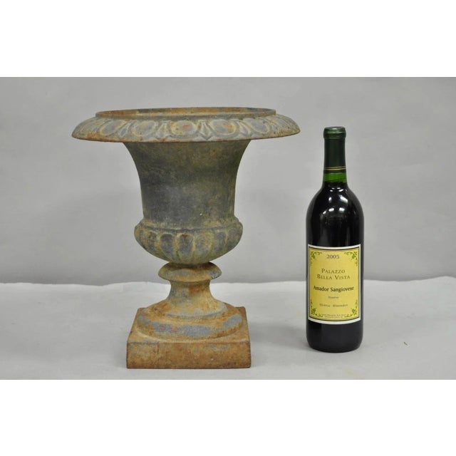 Antique Cast Iron 12.5" French Classical Style Small Urn Garden Flower Planter Pot. Weighs approx 20 lbs. Circa Early 20th...