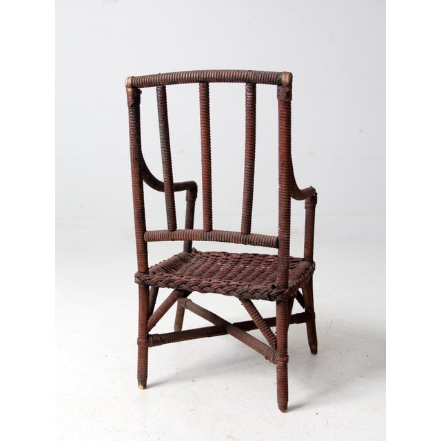 Wood Antique American Wicker Child's Chair For Sale - Image 7 of 12
