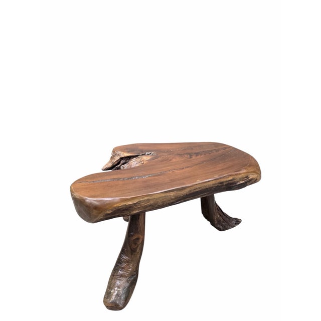 Mid 20th Century Vintage Live Edge Wood Slab Table For Sale - Image 5 of 9