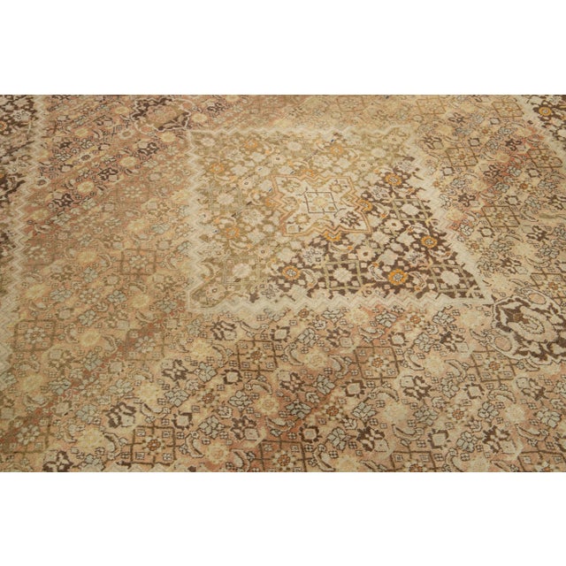 Room Size Antique Persian Tabriz Designed Wool Rug in Brown From the 1900s For Sale In New York - Image 6 of 10