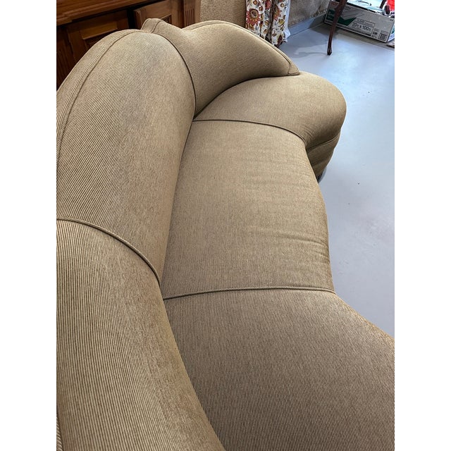 Early 21st Century Michael Taylor Attributed, Schiaparelli Sofa-Custom Ebonized Carved Wood Base For Sale - Image 5 of 10