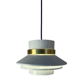 Danish High-Gloss White Brass Pendant Lamp For Sale