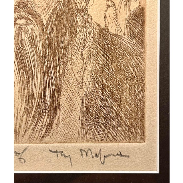 Rare C. 1960s Tony Mafia Jewish Figures Etching Artist Proof Signed Framed For Sale - Image 4 of 7