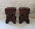 Vintage Brutalist Wood and Leather Stools, 1950s, Set of 2 For Sale - Image 3 of 12