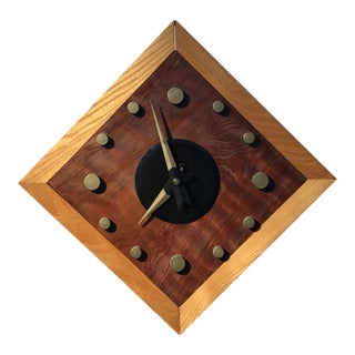 1970s Mid Century Handcrafted Diamond Wall Clock For Sale