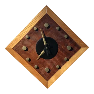 1970s Mid Century Handcrafted Diamond Wall Clock