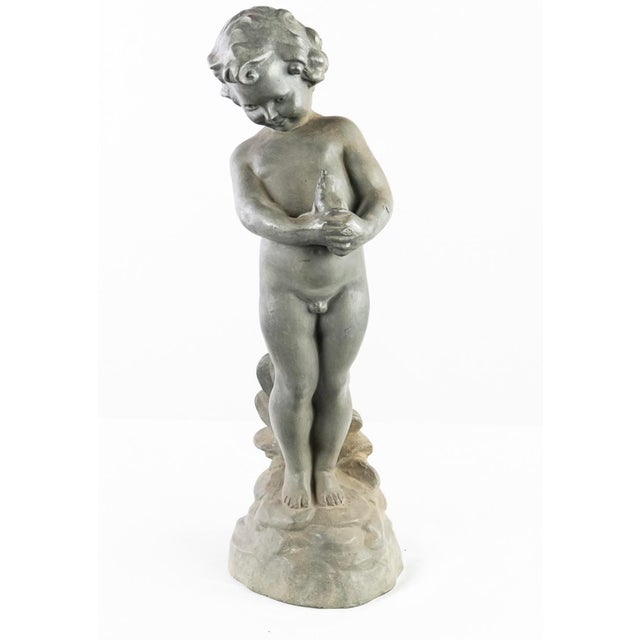 Traditional 1960s Bronze Statue of Putto Fountain Head For Sale - Image 3 of 6