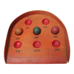 Vintage Folk Art/Primitive Skee Ball Game With Three Balls