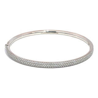 Tiffany & Co. 18k White Gold Metro Collection Diamond Hinged Bangle For Sale