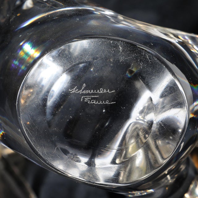 Pair of Mid-Century Amorphic Crystal & Brass 4 Arm Candelabras Signed Schneider For Sale - Image 15 of 15