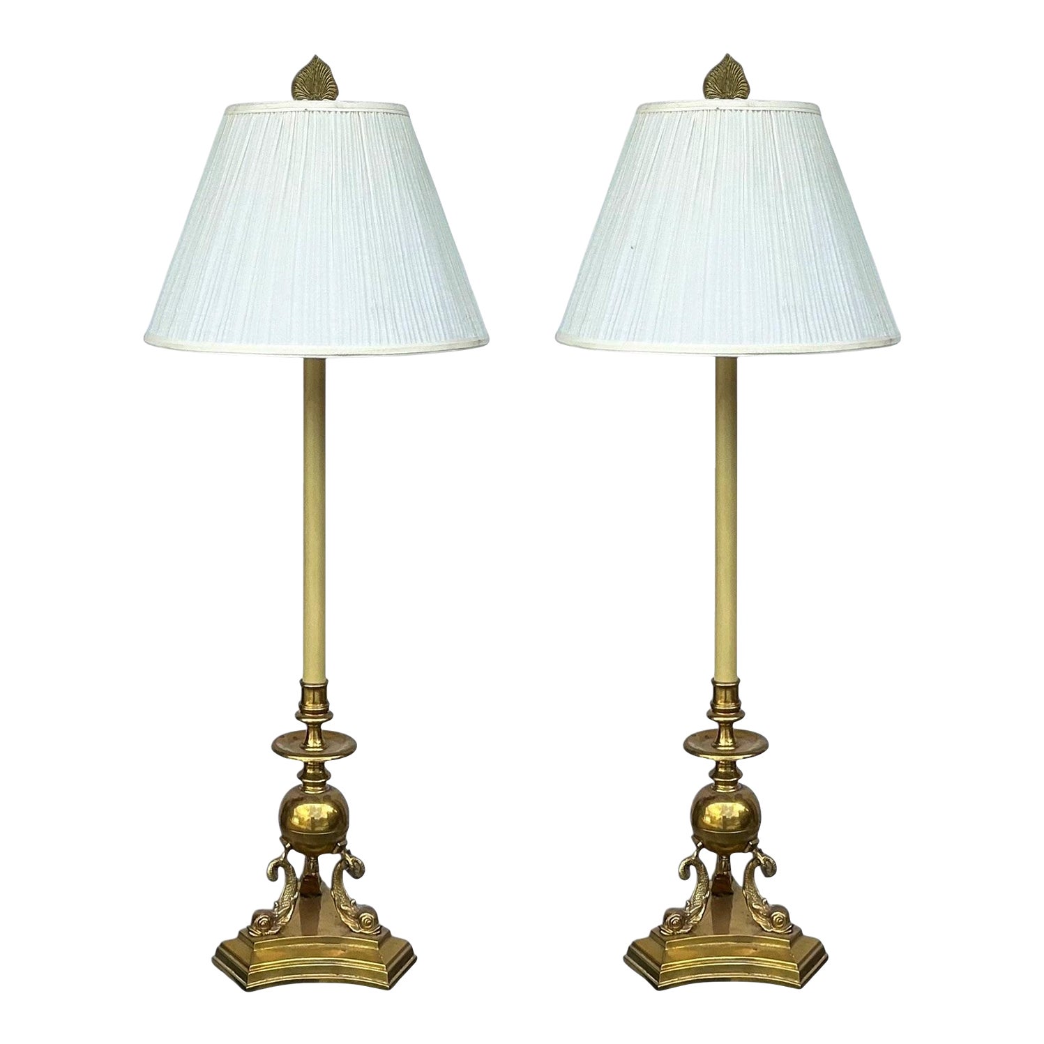 Frederick Cooper Brass Neo-Classical Style Table or Buffet Lamps W